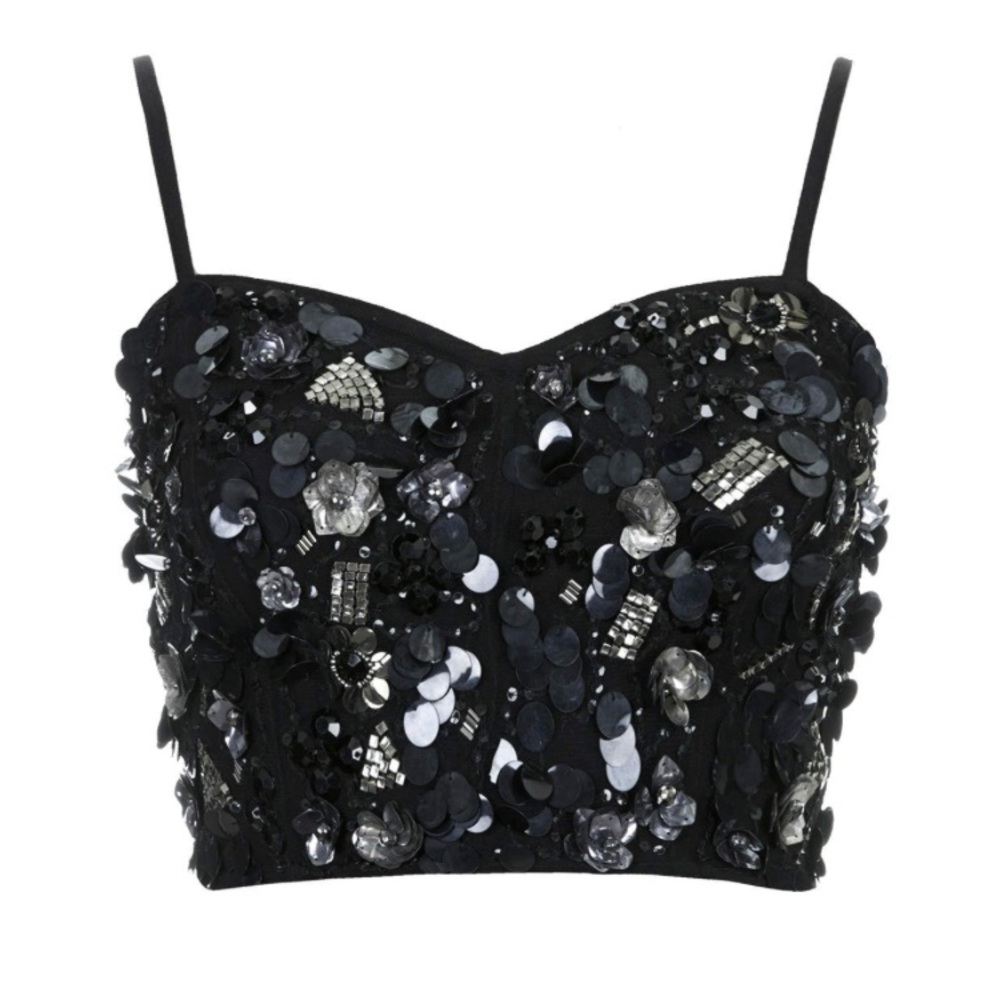Topshop Cluster Embroidered Bra-let